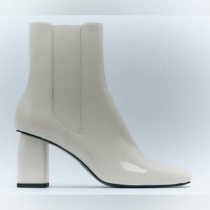 Zara white leather booties